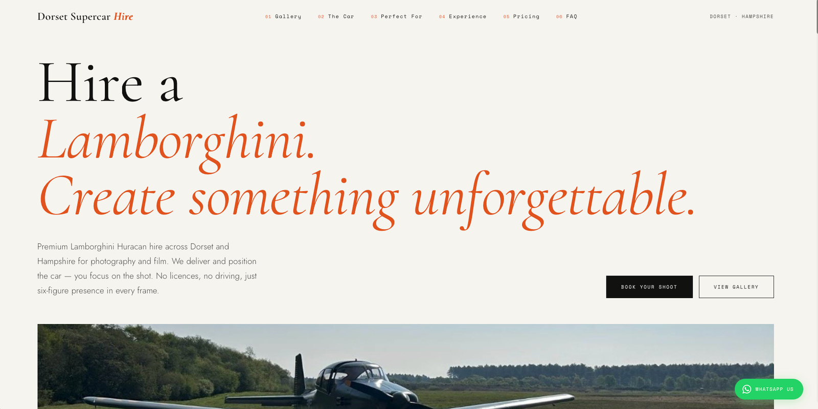 Dorset Supercar Hire website