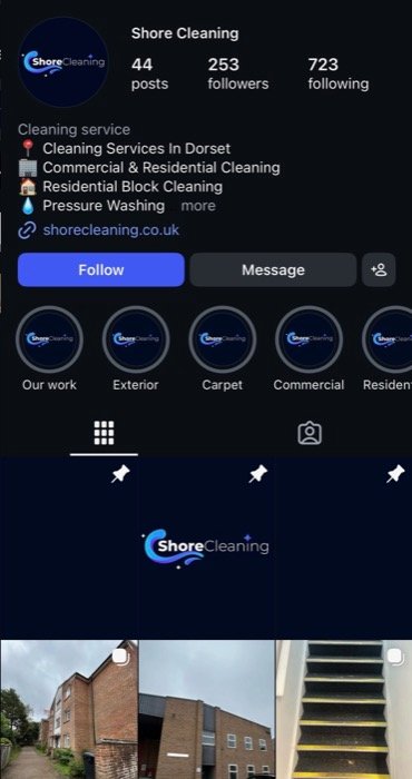 Example Instagram profile Shore Cleaning