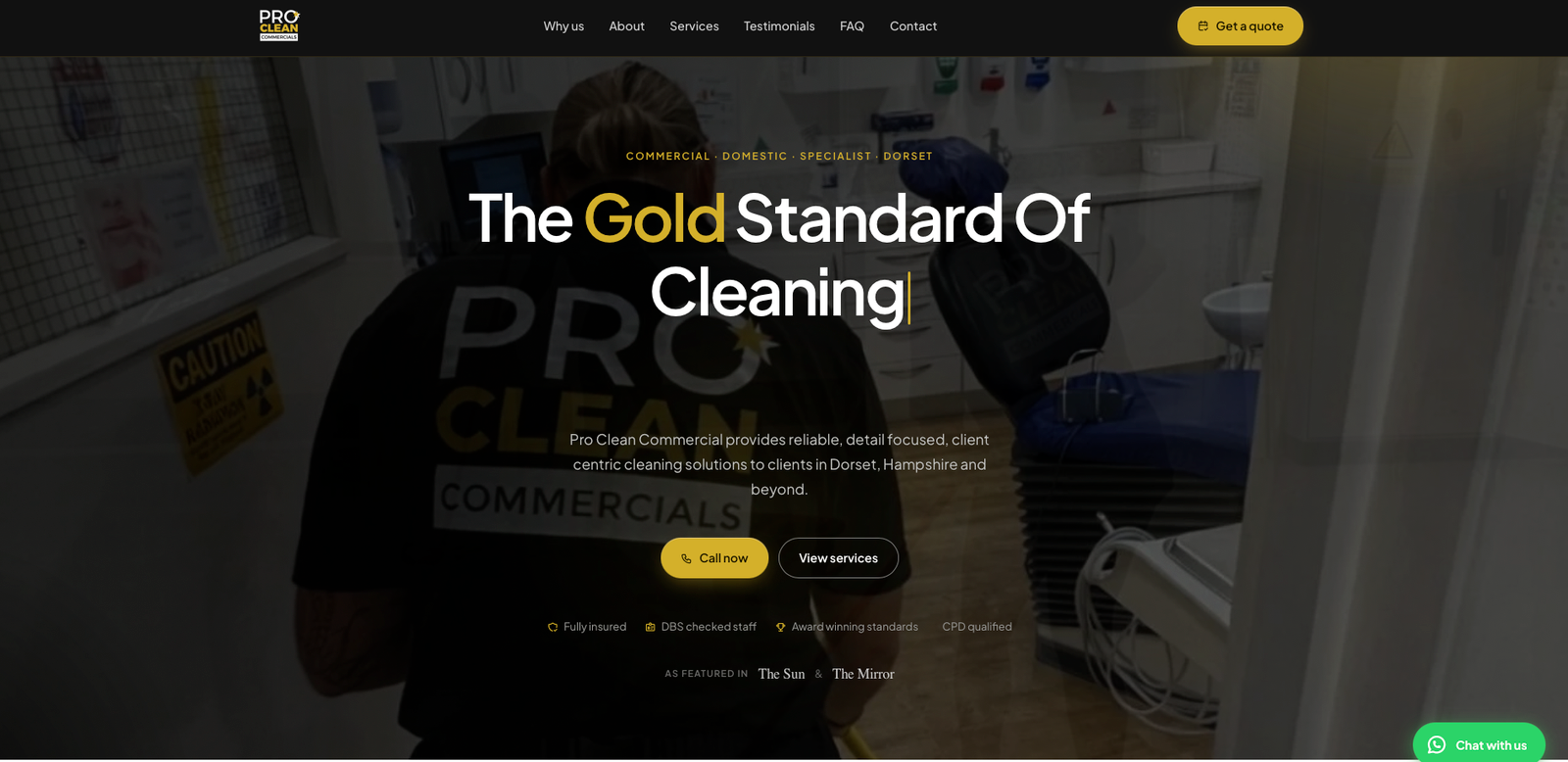 Pro Clean Commercials website